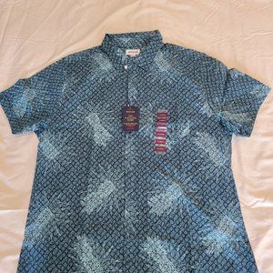 NWT Haggar Casual Tuckless Shirt XL Colorful Beach 100% Cotton